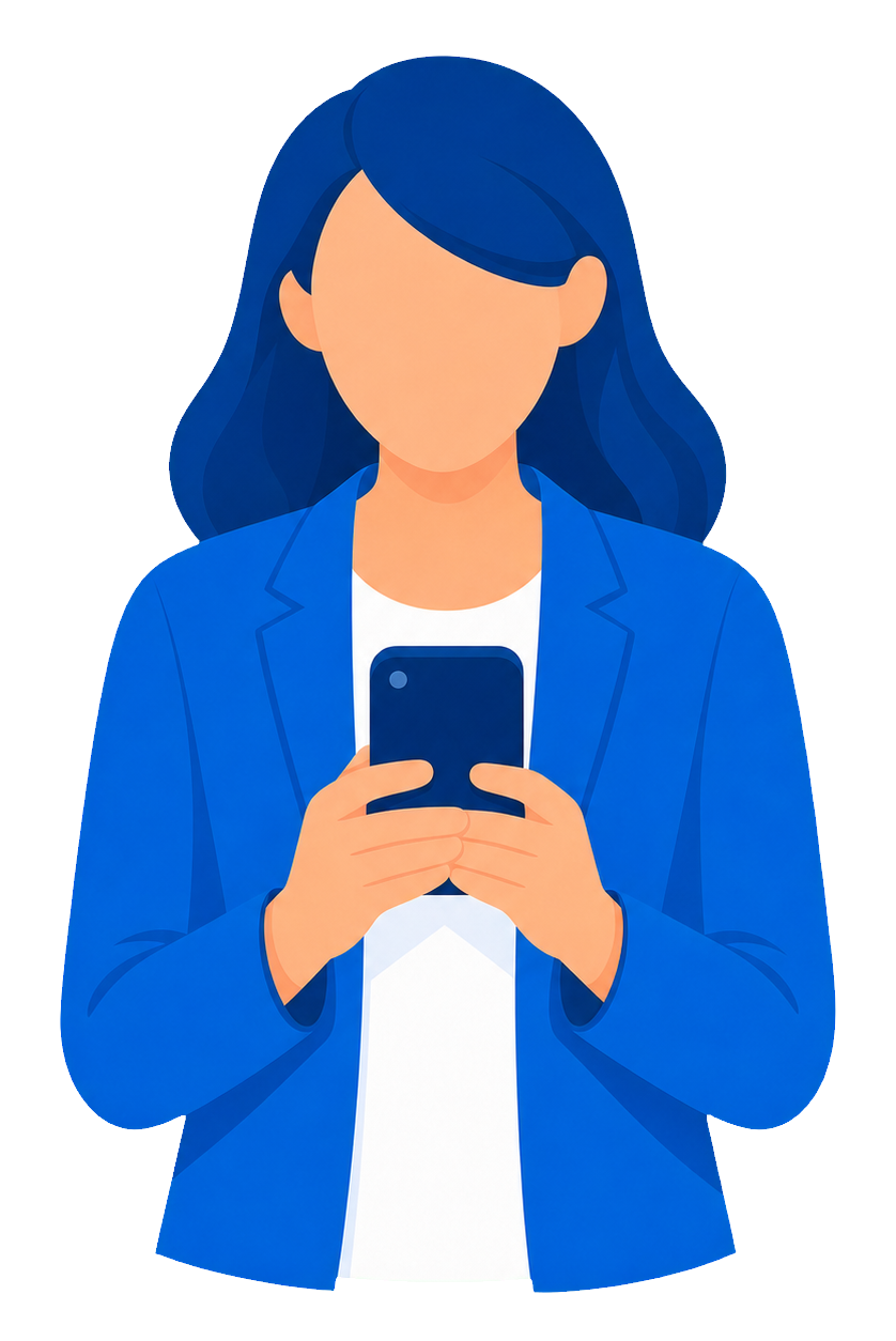 スマートフォンでInstagramをチェックする女性のイラスト